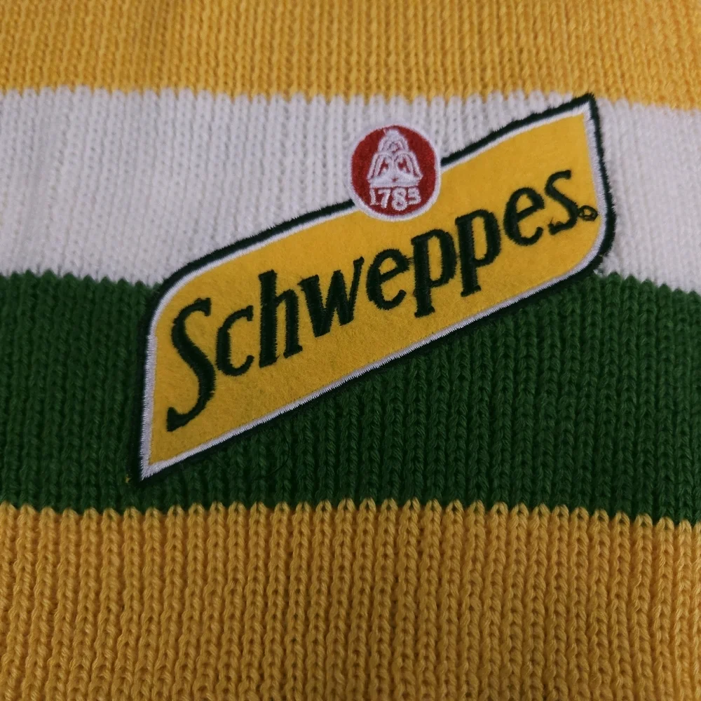 Schweppes Festified Holiday Clothing Scarf Green Yellow White Acrylic & Wool